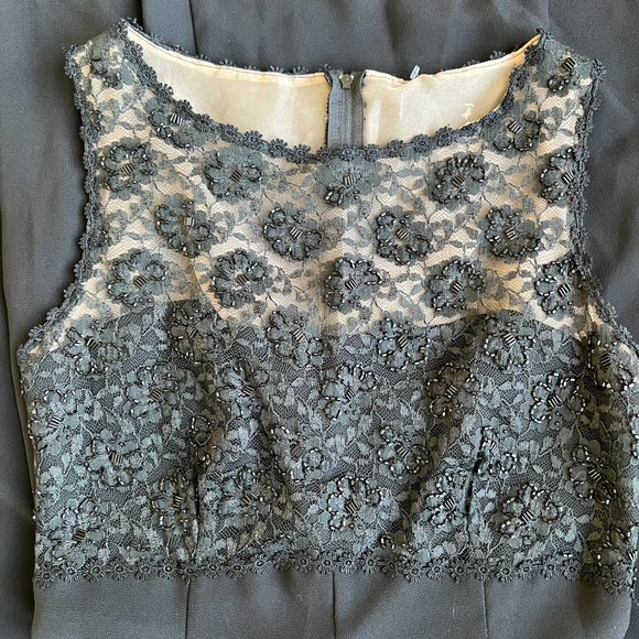 Ever Beauty Petite 6 Black Lace Beaded Gown - Picture 4 of 6